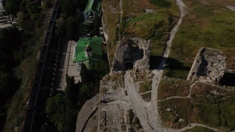 Flight over the Cave Monastery of St. Clement and the fortress in Crimea. Stock-Footage 155450915