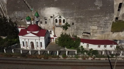 Flight over the Cave Monastery of St. Clement and the fortress in Crimea. Stock-Footage 155451053