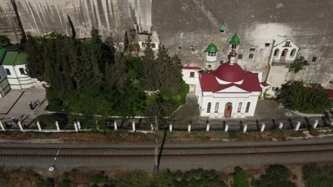 Flight over the Cave Monastery of St. Clement and the fortress in Crimea. Stock-Footage 155451527