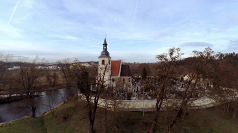 Flight over the cemetery Stock Footage 35342691