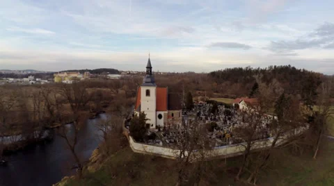Flight over the cemetery Stock Footage 35342747