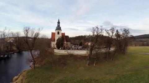 Flight over the cemetery Stock Footage 35342903