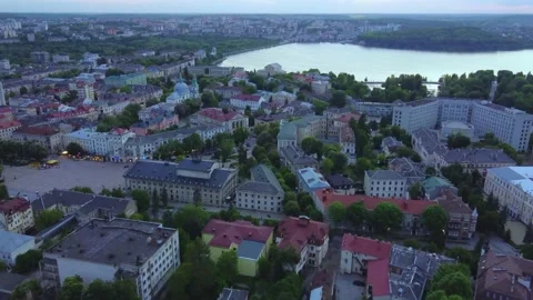 Flight over the central square of the city Stock Footage 161042633