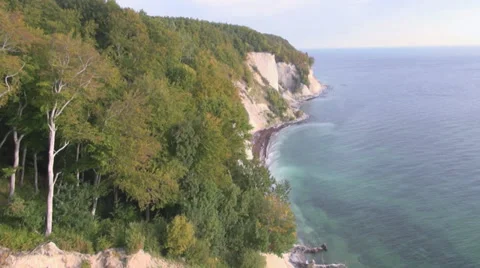 Flight Over Chalk Cliff Along Coast Of Rügen Stock Footage 36835359