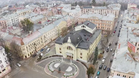 Flight over Chernivtsi theater Stock Footage 171470532