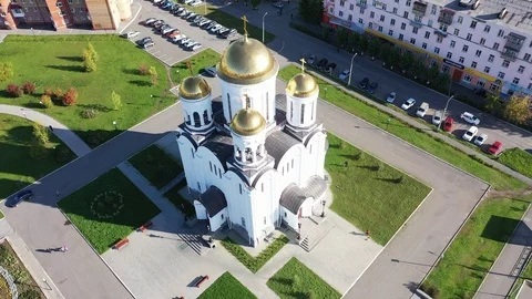 Flight over the church of the Transfiguration Video stock 118045579