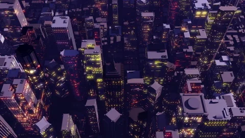 Flight over a city in a 3D animation Stock Footage 235621662