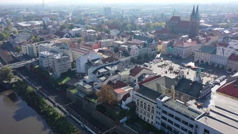 Flight over the city Kolin and Laba river. Czech Republic Stock Footage 272201707