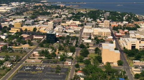 Flight over the city of Pensacola, Florida to water's edge. Shot in 2007. Stock Footage 59490111