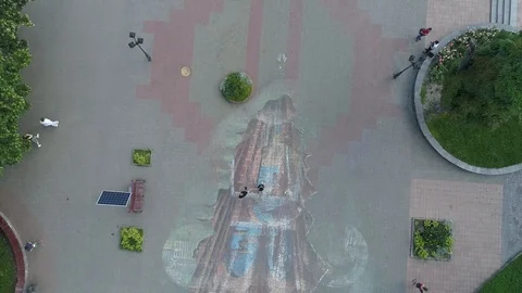 Flight over the city square Stock Footage 112614562