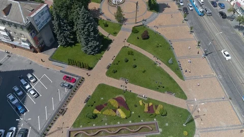 Flight over the city square Stock Footage 112614893
