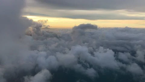 Flight over the cloud Incredibly beautiful landscape, mist ann foggy in the rays Stock Footage 198707652