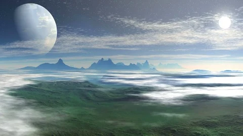 Flight over the Clouds of Alien Planet Stock Footage 80598367