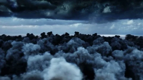 Flight over the clouds. Realistic 4k animation. Stock Footage