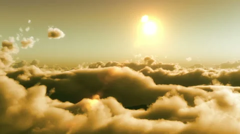 Flight over clouds, sunset time Stock Footage 46958105