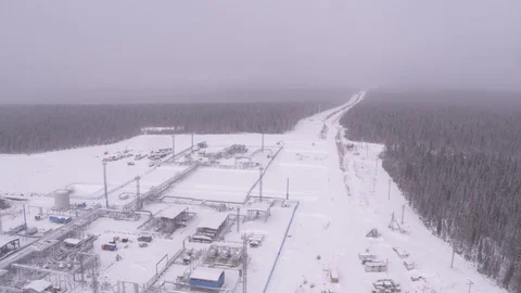 Flight over cloudy gas field Stock-Footage 123711131