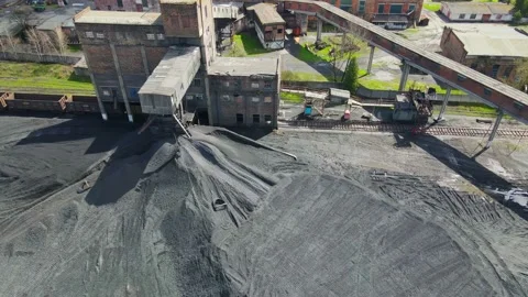 Flight over a coal mine. Large-scale industrial production of black coal Stock Footage 154671454