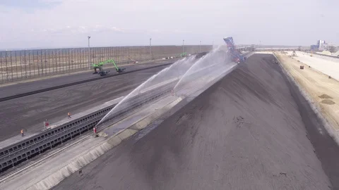 Flight over coal storage and water 3 Stock-Footage 123700850