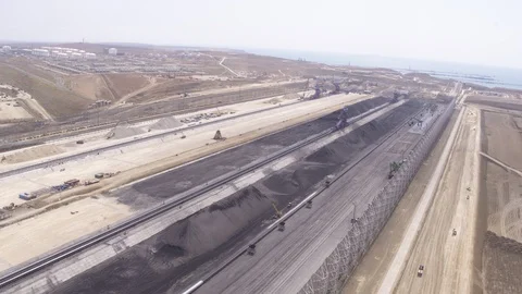 Flight over coal storage Video stock 123701764