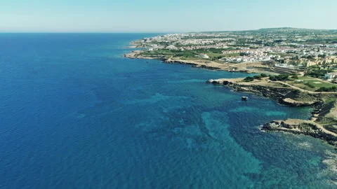 Flight over the coast of Cyprus Stock Footage 93972014