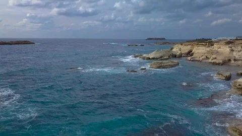 Flight over the coast of Cyprus Stock Footage 123238002