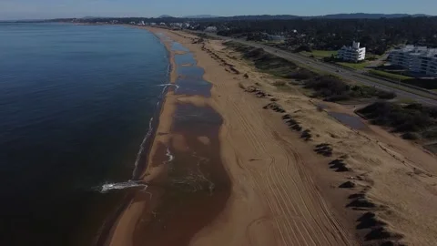 Flight Over The Coast In Punta del Este, 1080p Stock Footage 158128581