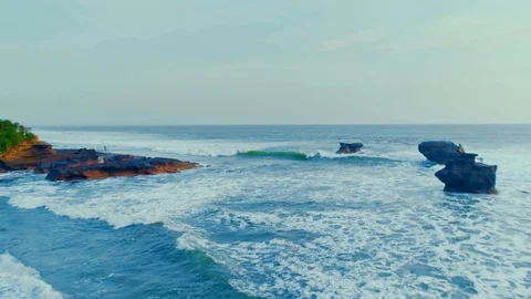 Flight over the coastal waves of the ocean 6 Stock Footage 121307224