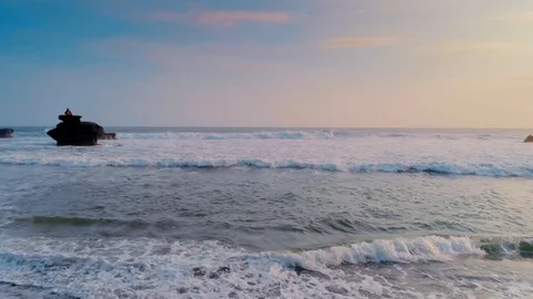 Flight over the coastal waves of the ocean 1 Stock Footage 121307856