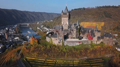 Flight over Cochem castle, Germany. Stock Footage 85819878