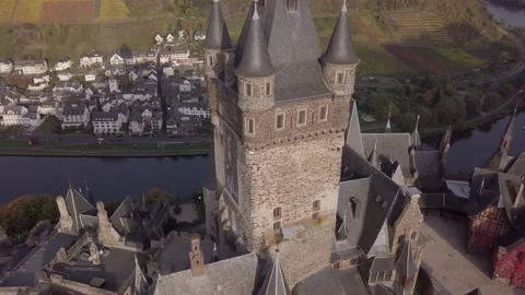 Flight over Cochem castle, Germany. Untouched LOG format. Stock-Footage 87923722