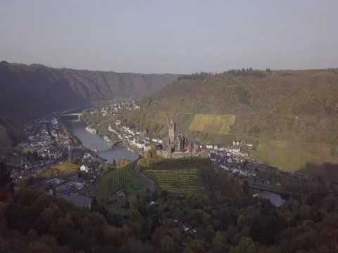 Flight over Cochem vineyards, Germany. Untouched LOG format. Stock Footage 81564655