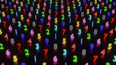 Flight over colored blinking numbers Stock Footage 221217256