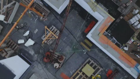 Flight over the construction site at sunset, at dusk. Stock Footage 158199552