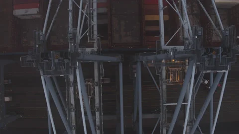 Flight over container ship and crane 1 00867815 Stock Footage 150497267