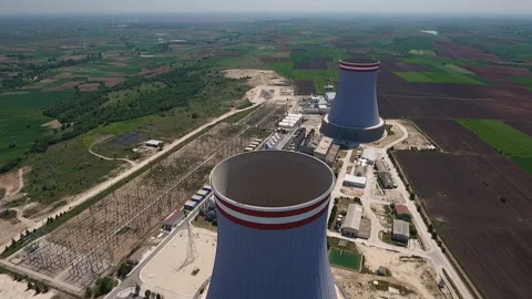 Flight over the cooling tower Stock Footage 171601719