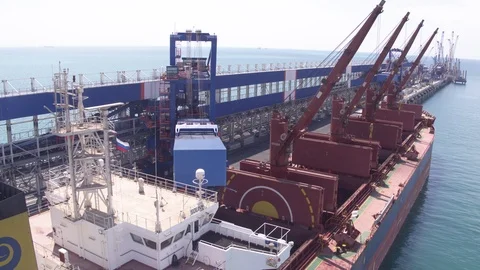 Flight over crane and ship Stock-Footage 123702388