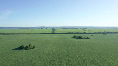 Flight over crops to the side of the railway Stock Footage 119072173