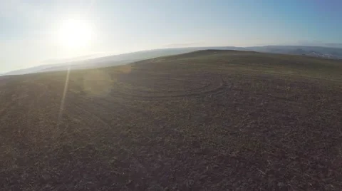 Flight over cultivated meadow Stock Footage 50004473