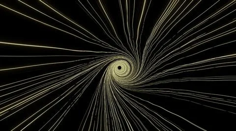 Flight over dark space, cyberspace wormhole, sci fi space travel. Design. Spiral Stock Illustration