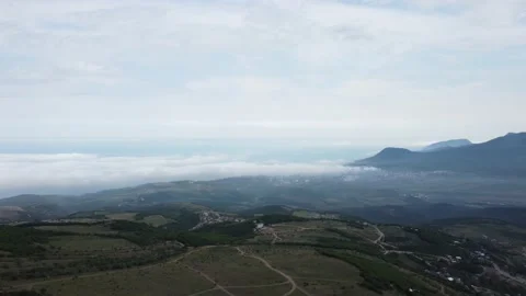 Flight over the Demerdzhi mountain range and the Alushta valley. Stock-Footage 155451287