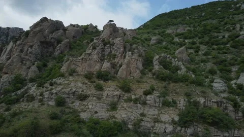 Flight over the Demerdzhi mountain range and the ghost valley. Stock-Footage 155452113