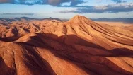 Flight Over Desert Aerial Landscape, Fuerteventura Island. Stock Footage