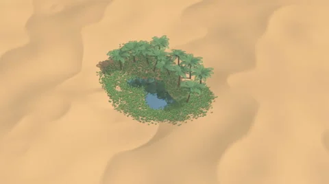 Flight over the desert and the oasis Stock Footage 67948249