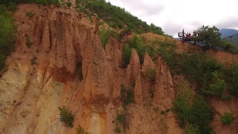 Flight over Devil's Town Stock Footage 72745664