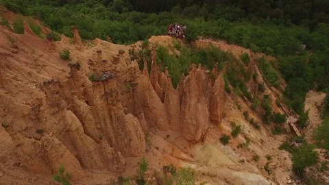 Flight over Devil's Town , let iznad Djavolje varosi Stock Footage 72746067