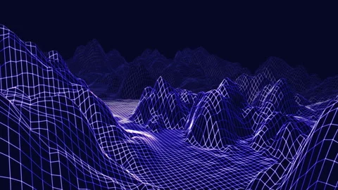 Flight over the digital mountain landscape. 스톡 동영상 98636253