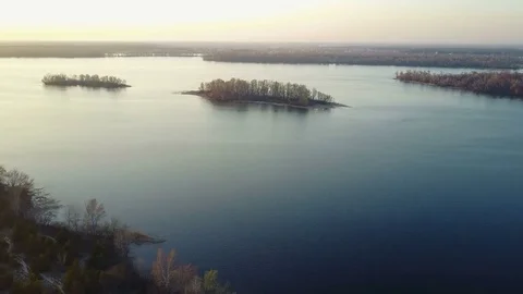 Flight over the Dnieper River 库存影片 74139338