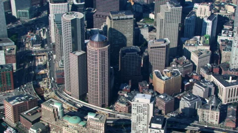 Flight over downtown Boston's Post Office Square Park. Shot in 2003. Stock Footage 59519485