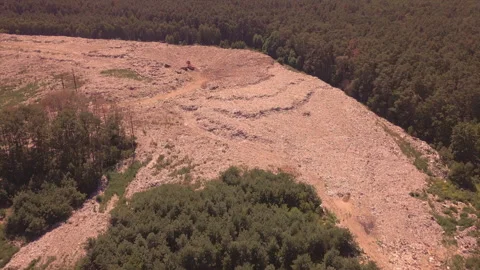 Flight over the dump around the forest, with mountains of household garbage Stock Footage 137570117
