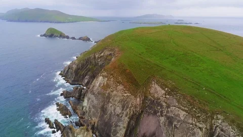 Flight over Dunmore Head on Dingle Peninsula at the west coast of Ireland Video stock 95553963